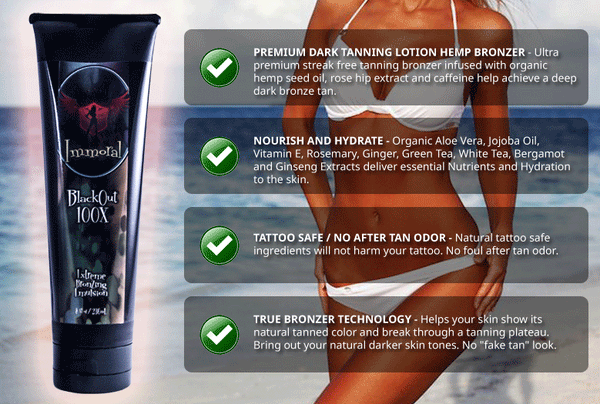 Immoral BlackOut Tanning Lotion 3 + 1 FREE Bottle Special - LuxuryBeautySource.com